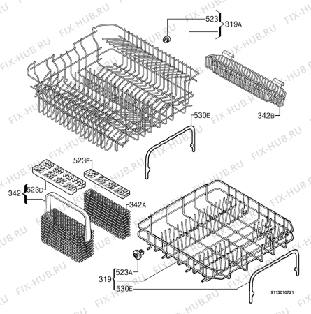 Взрыв-схема посудомоечной машины Zanussi Electrolux DE6850 - Схема узла Basket 160